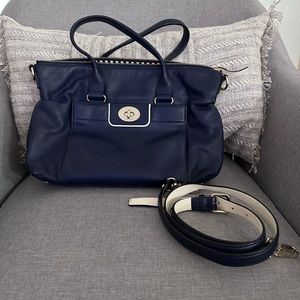 Kate Spade Crossbody/ Handle Navy blue handbag real leather.